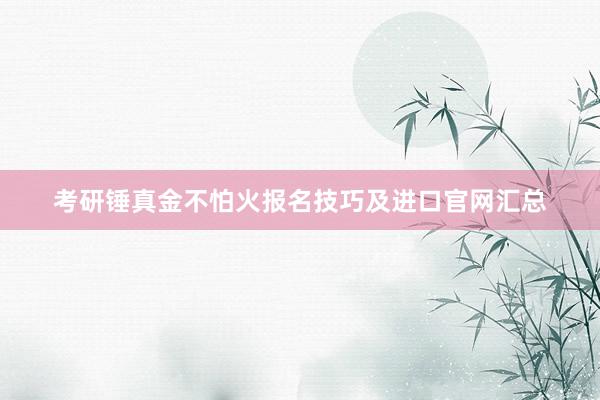 考研锤真金不怕火报名技巧及进口官网汇总