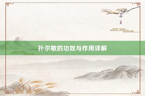 扑尔敏的功效与作用详解